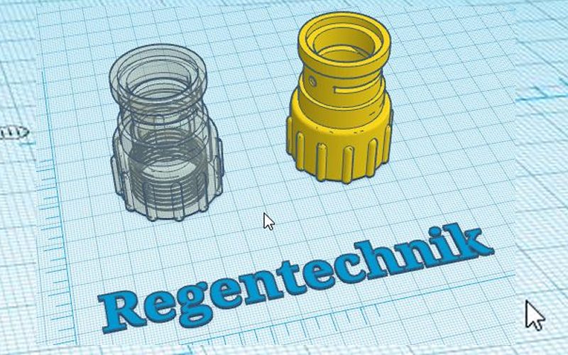 Modello 3D di un pezzo filettato con il risultato stampato